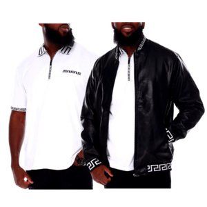 2pc Greek Trim Jacket & Polo Shirt Set Bundle [4XL], Brand New